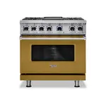 Viking VDR73624GGHLP 7 Series 36" Dual Fuel Range with 4 Sealed Burners and Griddle (Golden Hour, Liquid Propane)