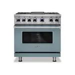 Viking VDR73624GNSLP 7 Series 36 inch Dual Fuel Range with 4 Sealed Burners and Griddle (November Sky, Liquid Propane)