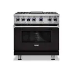 Viking VDR73624GONLP 7 Series 36 inch Dual Fuel Range with 4 Sealed Burners and Griddle (Onyx, Liquid Propane)