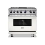 Viking VDR73624GPWLP 7 Series 36 inch Dual Fuel Range with 4 Sealed Burners and Griddle (Pure White, Liquid Propane)