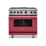 Viking VDR73624GVALP 7 Series 36 inch Dual Fuel Range with 4 Sealed Burners and Griddle (Valentine, Liquid Propane)