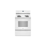 Whirlpool WFC150M0JW 30" Freestanding Electric Range with 4 Coil Elements, 4.8 cu. ft. Capacity, Keep Warm Setting, Upswept SpillGuard Cooktop (White)