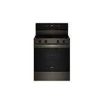 Whirlpool WFES7530RV 30" Freestanding Electric Range with 5 Sealed Burners, 5.3 cu. ft. Oven Capacity, WipeClean™ Coating, FlexHeat™ Dual Radiant Element, Air Cooking Technology, in Fingerprint Resistant Stainless Steel (Black On Stainless)