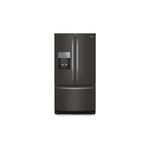 Whirlpool WRFF3436RV 36" Freestanding French Door Bottom Mount Refrigerator 24.7 cu. ft. Capacity, Adaptive Defrost, Spillproof Glass Shelves, Two-Tier Freezer Storage (Print Resist Black Stainless Steel)