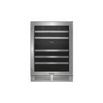 Whirlpool WUW55X24HS 24" Freestanding or Built-In Undercounter Wine Center with 46-Bottle Wine Storage Capacity, Dual-Temperature Controlled Zone, LED Interior Lighting, Temperature Sensor Alert, in Stainless Steel