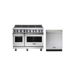 Viking 2-Piece Kitchen Package with VGR74828BSS 48 inch Gas Range and VDWU524SS 24 inch Dishwasher