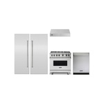 Viking 5-Piece Kitchen Package with VGR5366BSS 36″ Gas Range, VWH3610SS 36″ Wall Hood, VDWU524SS 24″ Dishwasher, FRI7300WR 30” Refrigerator, FFI7240WL 24” Freezer, VICDP30SS and VICDP24SS Stainless Steel Panels