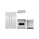 Viking 5-Piece Kitchen Package with VGR5366BSS 36″ Gas Range, VWH3610SS 36″ Wall Hood, VDWU524SS 24″ Dishwasher, FRI7240WR 24” Refrigerator, FFI7180WL 18” Freezer, VICDP24SS and VICDP18SS  Stainless Steel Panels