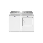 Maytag Front Load Laundry Pair with MVW4505MW 28" Top Load Smart Washer and MED4500MW 29" Electric Dryer in White