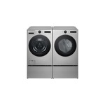 LG Front Load Laundry Pair with WM5500HVA 27" Smart Front Load Washer, DLGX5501V 27" Gas Smart Dryer and WDP6V 27" Pedestal Storage Drawer in Graphite Steel