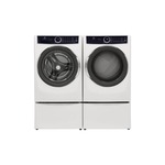 Electrolux Front Load Laundry Pair with ELFW7537AW 27" Front Load Washer, ELFE7537AW 27" Electric Dryer and EPWD257UIW 27" Island Pedestal in White