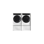 Electrolux Front Load Laundry Pair with ELFW7738AW 27" Front Load Washer, ELFG7738AW 27" Front Load Gas Dryer and EPWD257UIW 27" Island Pedestal in White