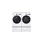 LG Front Load Laundry Pair with WM5500HWA 27" Smart Front Load Washer, DLHC5502W 27" Smart Electric Ventless Dryer and WDP6W 27" Pedestal Storage Drawer in White