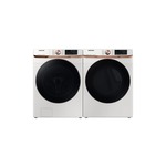 Samsung Front Load Laundry Pair with WF50BG8300AE 27 inch Smart Front Load Washer and DVE50BG8300E 27 inch Smart Electric Dryer in Ivory