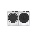 GE Front Load Laundry Pair with GFW550SSNWW 28 inch Smart Front Load Washer and GFD55ESSNWW 28 inch Electric Smart Dryer in White