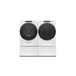 Whirlpool Front Load Laundry Pair with WFW8620HW 27 inch Front Load Washer, WGD8620HW 27 inch Gas Dryer and XHP1000XW 10 inch Pedestal White in White