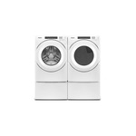 Whirlpool Front Load Laundry Pair with WFW560CHW 27 inch Front Load Washer, WGD560LHW 27 inch Gas Dryer and XHP1000XW 10 inch Pedestal in White