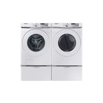 Samsung Front Load Laundry Pair with WF51CG8000AW 27" Smart Front Load Washer, DVG51CG8000W 27" Smart Gas Dryer and WE272NW 6" Height FlexWash/FlexDry Pedestal in White