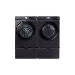 Samsung Front Load Laundry Pair with WF51CG8000AV 27" Smart Front Load Washer, DVG51CG8000V 27" Smart Gas Dryer and WE272NV 6" Height FlexWash/FlexDry Pedestal in Black