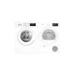 Bosch Front Load Laundry Pair with WGA12400UC 24" Front Load Washer and WTG86403UC 24" Ventless Electric Dryer in White