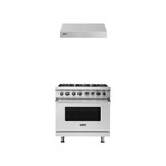 Viking 2-Piece Kitchen Package with VDR5366BSS 5 Series 36 inch Dual Fuel Range and VWH3610SS 36 inch High Convertible Wall Hood in Stainless Steel