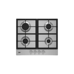 Beko BCTG24400SS 24" Built-In Gas Cooktop with 4 Burners, Illuminated Knobs, Auto Reignition, Continuous Grates, in Stainless Steel