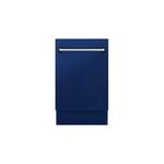 ZLINE DWVBG18 18" Tallac Series Built-In Dishwasher with 3rd Rack, 51 dBA Noise Levels, 8 Wash Cycles, Heated Dry, Triple Filter Cleaning, Cutlery Basket, Integrated Control (Blue Glass)