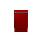 ZLINE DWVRG18 18" Tallac Series Built-In Dishwasher with 3rd Rack, 51 dBA Noise Levels, 8 Wash Cycles, Heated Dry, Triple Filter Cleaning, Cutlery Basket, Integrated Control (Red Glass)