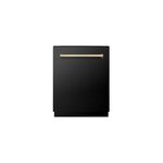 ZLINE DWVZBS24G 24 inch Autograph Edition Dishwasher with 15 Place Settings, 3rd Rack, Speed Wash, 8 Cycles and Stainless-Steel Tub in Black Stainless Steel (Gold)