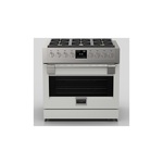 Fulgor Milano F6PDF366S1 Sofia 600 36" Dual Fuel Professional Range with 6 Burners and 5.2 cu. ft. Oven Capacity in Stainless Steel