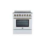 Forno FFSEL601130WHT 30" Freestanding Electric Range with 5 Radiant Burners, 4.38 cu. ft. Oven Capacity, 3300 Watts Heating Power, Dual Element Broiler, True Convection, Interior Halogen Lights (White)