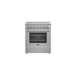 Forno FFSEL601130 30" Freestanding Electric Range with 5 Radiant Burners, 4.38 cu. ft. Oven Capacity, 3300 Watts Heating Power, Dual Element Broiler, True Convection, Interior Halogen Lights (Stainless Steel)