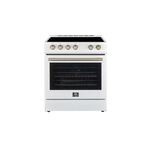 Forno FFSEL601230WHT 30" Slide-In Electric Range with 4 Radiant Burners, 5 cu. ft. Oven Capacity, 2500 Watts Heating Power, Hidden Bake Elements (White)