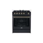 Forno FFSGS111630BLK 30" Freestanding Gas Range with 5 Sealed Burners, 5 cu. ft. Oven Capacity, 12000 BTU Heating Power, Continuous Cast Iron, Wok Grate Included (Black)