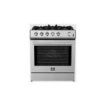 Forno FFSGS111630 30 inch Freestanding Gas Range with 5 Sealed Burners, 5 cu. ft. Oven Capacity, 12000 BTU Heating Power, Continuous Cast Iron, Wok Grate Included (Stainless Steel)