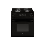 GE JM250DTBB 27" Drop-In Electric Range with 4 Coil Burners, 3 cu. ft. Oven Capacity, Sensi-Temp Technology, Electronic Clock and Timer (Black)