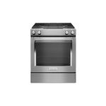 KitchenAid KSDG950ESS 30" Dual Fuel Slide-In Range with 4 Sealed Burners, 6.4 cu. ft. Oven Capacity, 17000 BTU Heating Power, Glass Touch Control in Stainless Steel