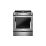 KitchenAid KSEG950ESS 30" Slide-In Electric Range with 4 Radiant Elements, 6.4 cu. ft. Oven Capacity, 3200 Watts Heating Power, Downdraft Ventilation System in Stainless Steel