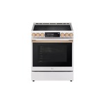 LG Studio LSES6338N 30" Smart Slide-In Electric Range with 5 Elements, 6.3 cu. ft. Oven Capacity, Air Fry, InstaView Window and Air Sous Vide in Essence White