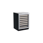 Marvel MLWC124SG01A 24 inch Single Zone Wine Cooler with 54 Bottle Capacity, Dynamic Cooling Technology, and Reversible Glass Door in Stainless Steel