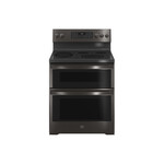 GE Profile PB965BPTS 30" Smart Free-Standing Electric Double Oven Convection Range with No Preheat Air Fry in Fingerprint Resistant Black Stainless