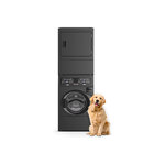 Speed Queen SF7007BE SF7 27" Stacked Washer and Electric Dryer with Pet Plus, 5 Year Warranty, Fast Cycle Times, Sanitize Cycle (Matte Black)