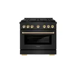 ZLINE SGRBZ36G Autograph Edition 36" Gas Range in Black Stainless Steel with Gold Trim