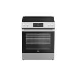 Beko SLER30423SS 30" Slide-In Electric Range with 4 Elements, 5.2 cu. ft. Oven Capacity, Telescopic Roller Rack, Ergonomic Tilted Control and Display Panel, Faster Preheat Time, in Stainless Steel