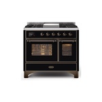 ILVE UMD10FDNS3BKBLP Majestic II 40 inch Dual Fuel Range (Liquid Propane, Triple Glass Door, Glossy Black, Burnished)