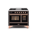 ILVE UMD10FDNS3BKPLP Majestic II 40 inch Dual Fuel Range (Liquid Propane, Triple Glass Door, Glossy Black, Copper)