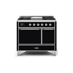 ILVE UMD10FDQNS3BKCLP Majestic II 40 inch Dual Fuel Range (Liquid Propane, Solid Door, Glossy Black, Chrome)