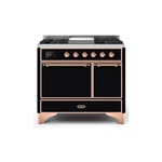 ILVE UMD10FDQNS3BKPLP Majestic II 40 inch Dual Fuel Range (Liquid Propane, Solid Door, Glossy Black, Copper)