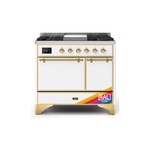 ILVE UMD10FDQNS3RAGLP Majestic II 40 inch Dual Fuel Range (Liquid Propane, Solid Door, RAL, Brass)