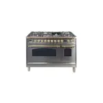 ILVE UPN120FDMPI Nostalgie I 48" Dual Fuel Range (Stainless Steel, Brass Trim)